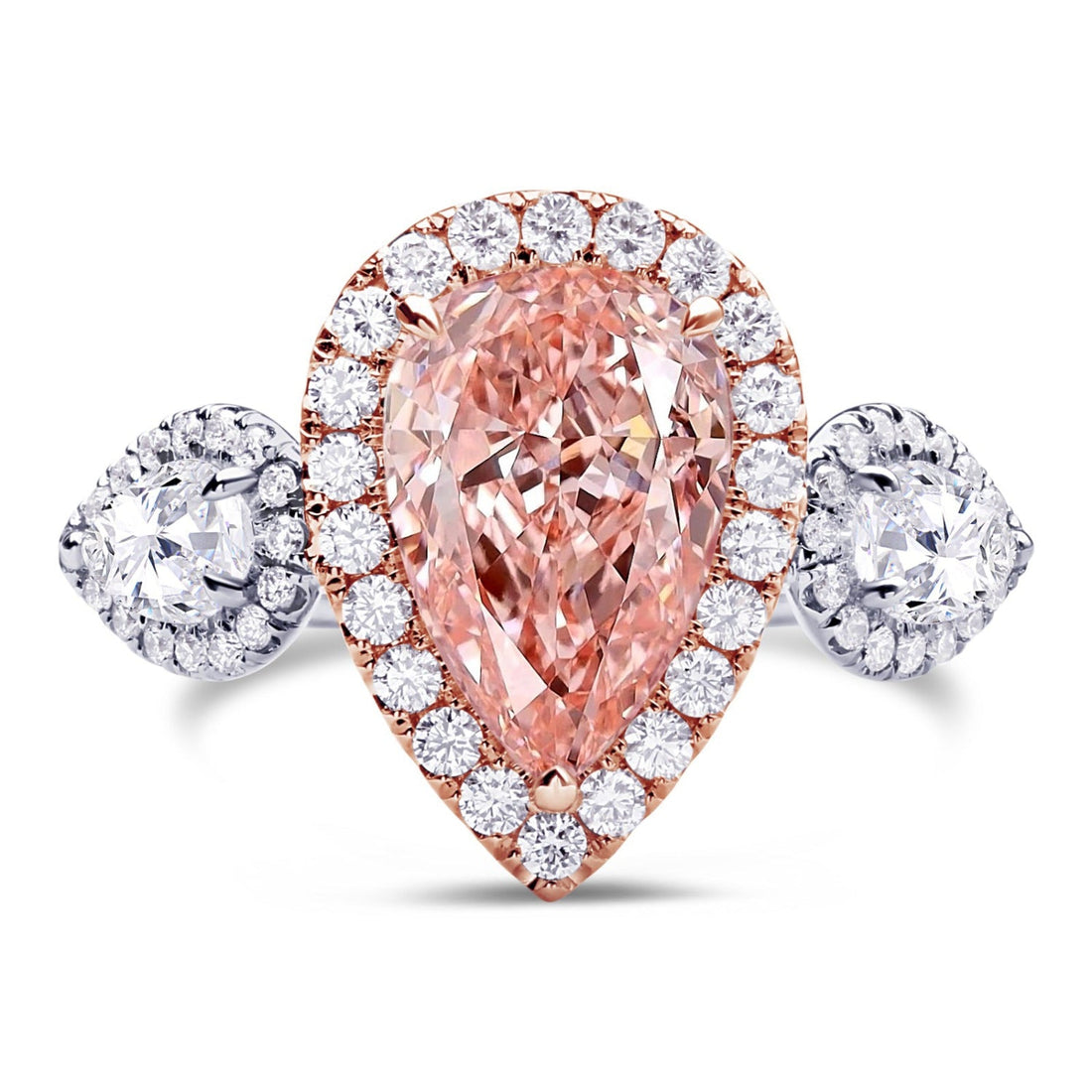 18K Gold Pear Pink Lab Diamond Engagement Ring