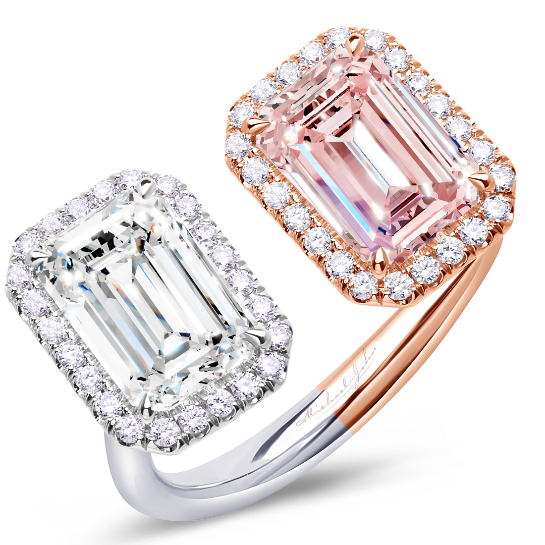 18K Two-Tone Gold Diamond Split Ring