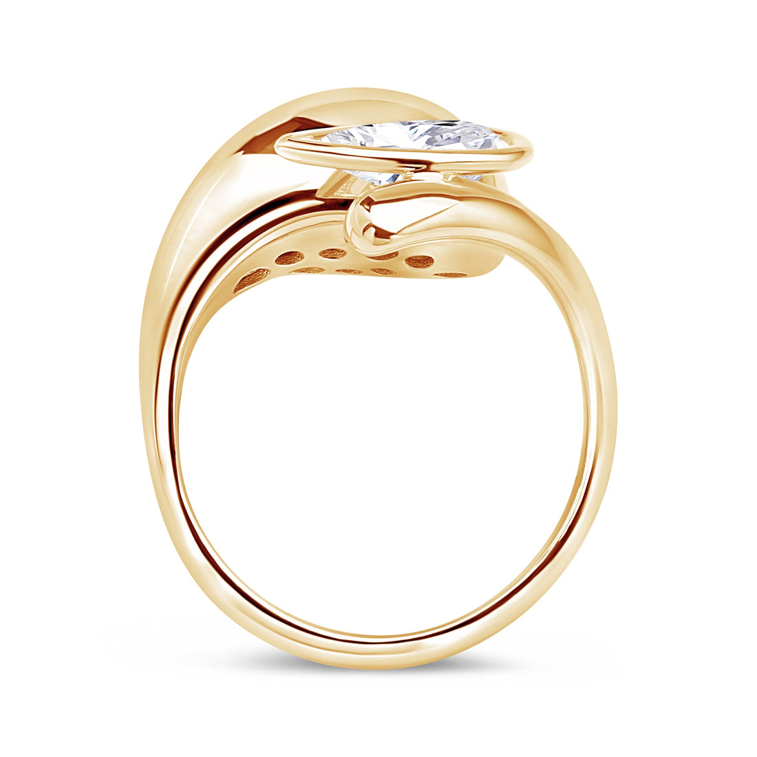 14K Swirl Gold Diamond Ring