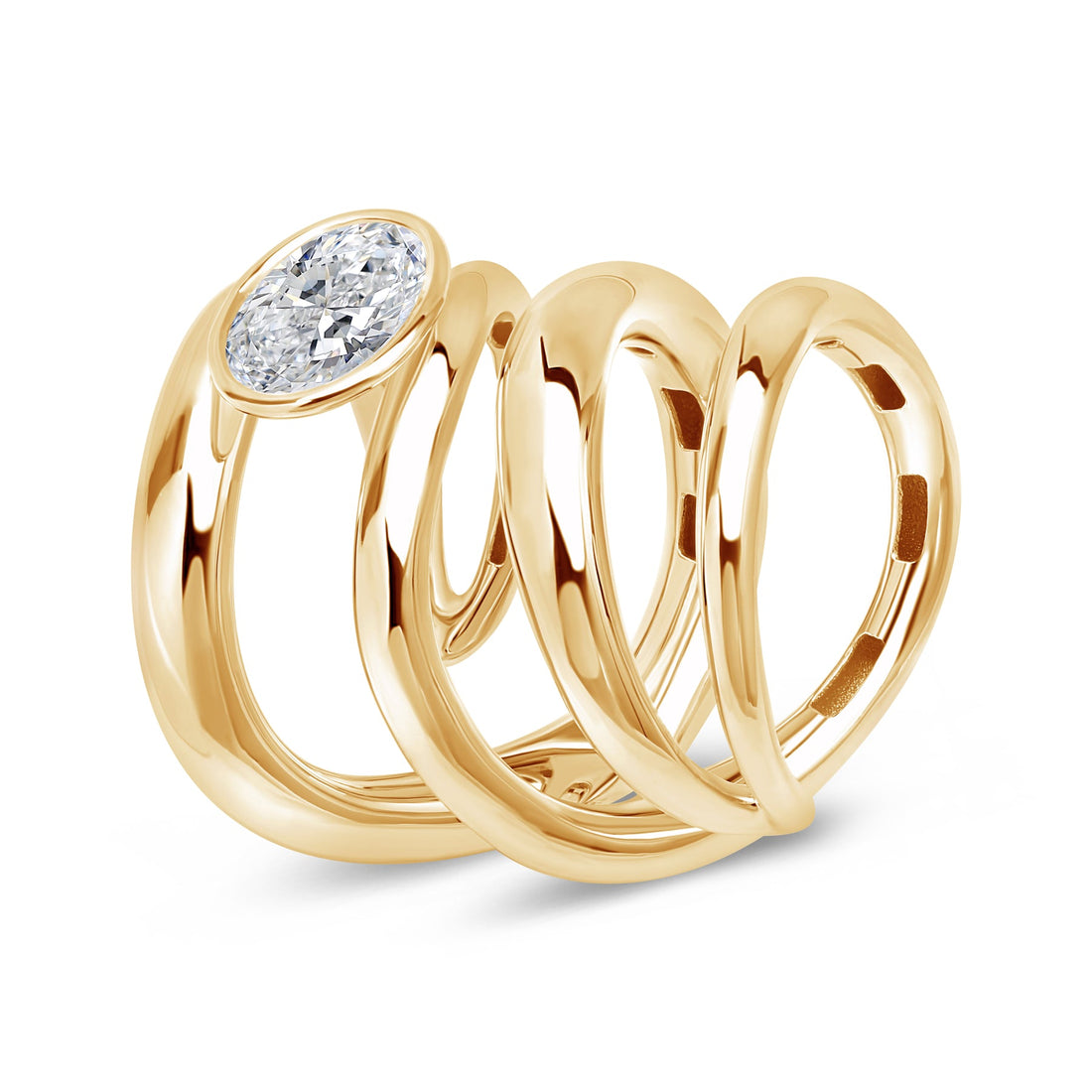 14K Swirl Gold Diamond Ring