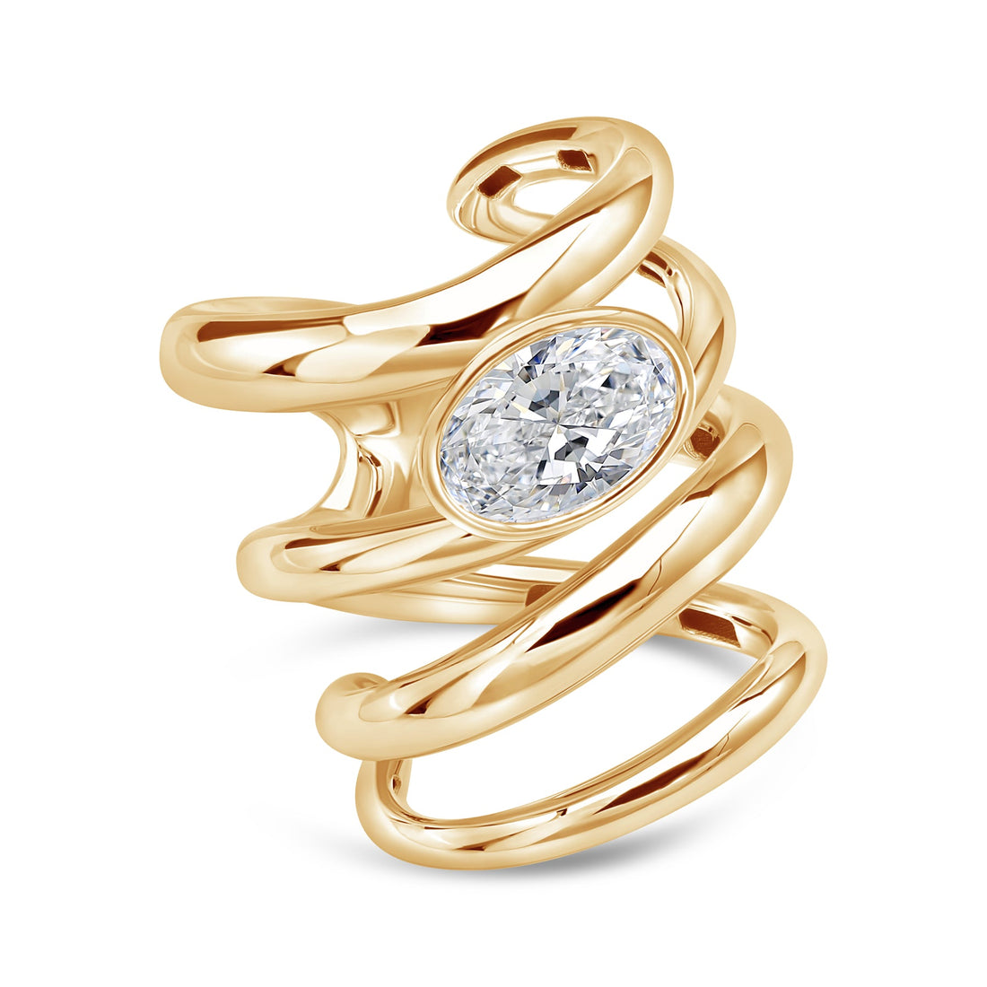 14K Swirl Gold Diamond Ring