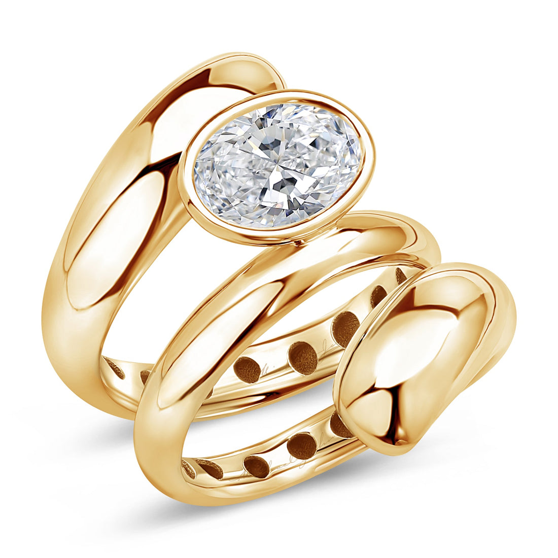 14K Swirl Gold Diamond Ring