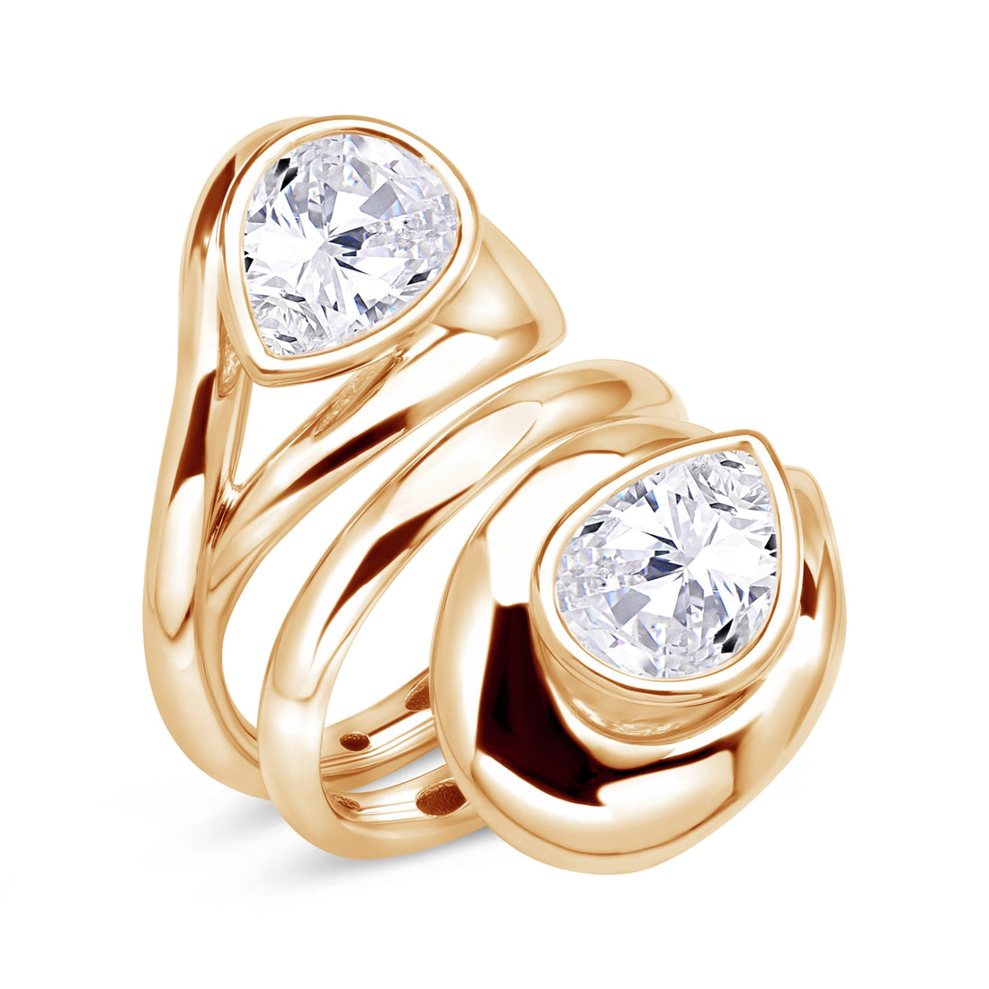 14K Swirl Gold Diamond Ring