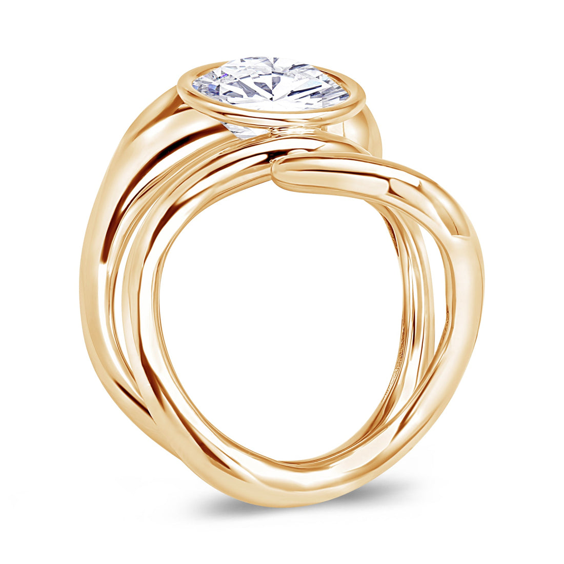 14K Swirl Gold Diamond Ring