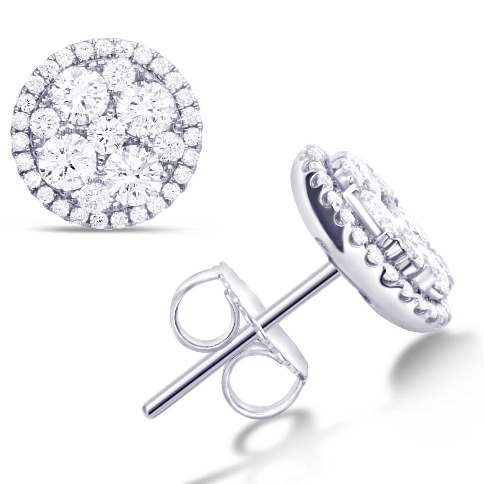 Illusion Setting 18K Gold And Diamond Stud Earrings
