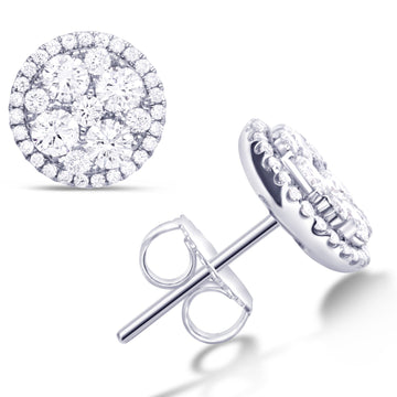 Illusion Setting 18K Gold And Diamond Stud Earrings