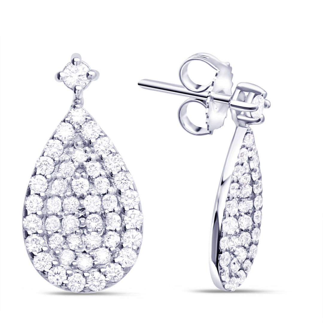 18K White Gold Pave Earrings