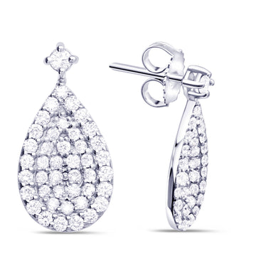 18K White Gold Pave Earrings