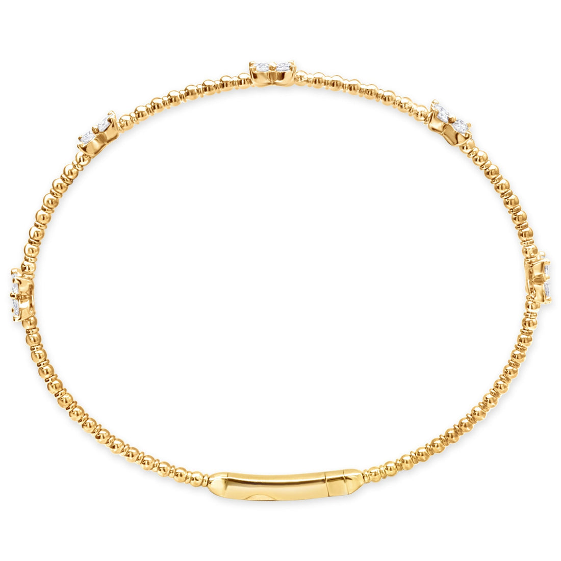 14K Yellow Gold 5 Stations Diamond Bangle
