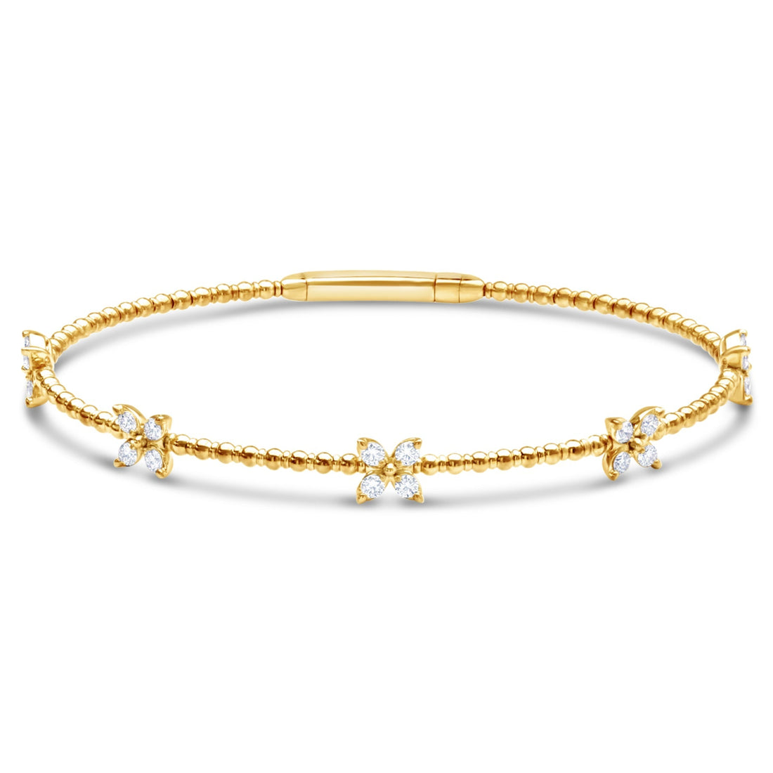 14K Yellow Gold 5 Stations Diamond Bangle