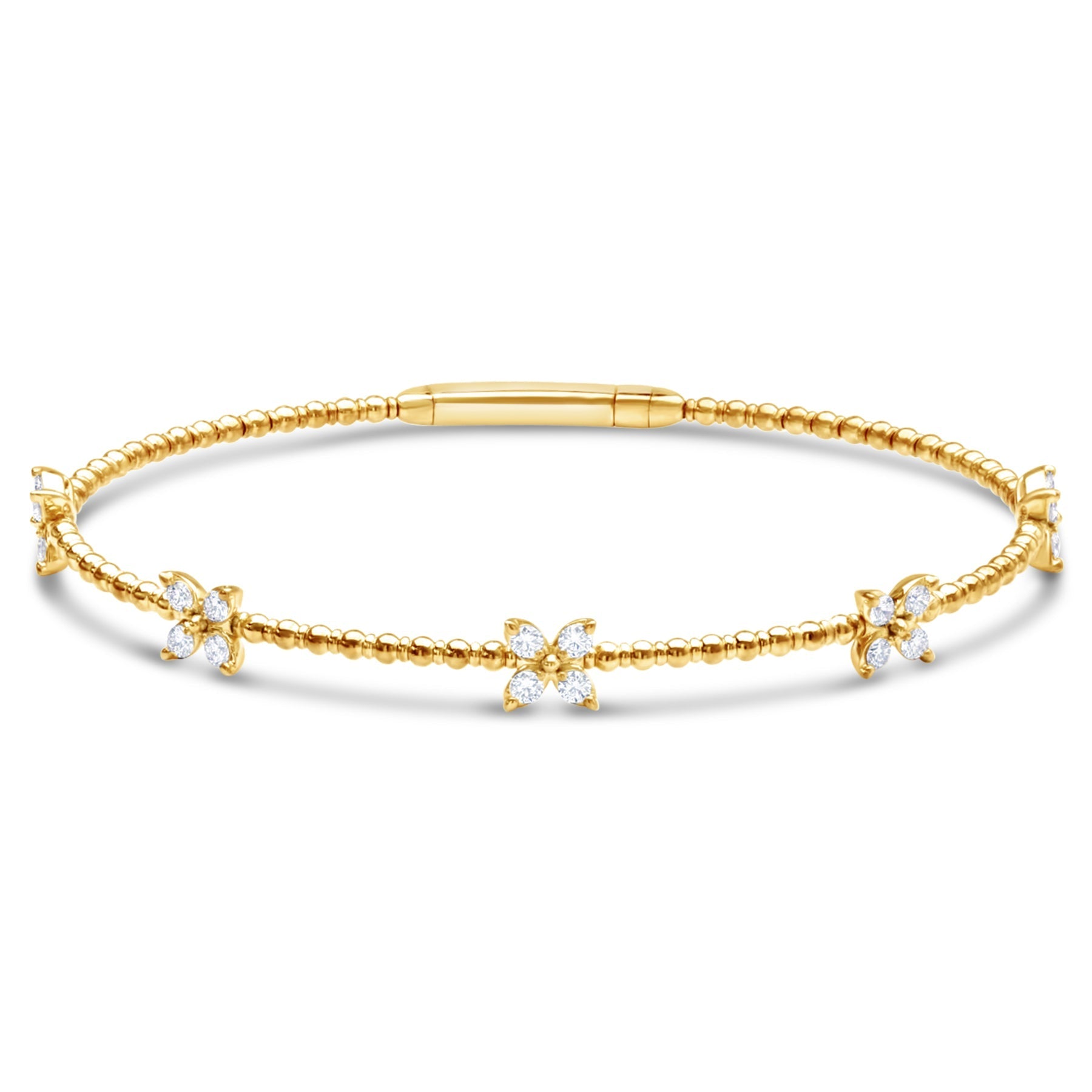 14K Yellow Gold 5 Stations Diamond Bangle