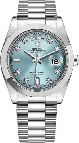 Rolex Day-Date II President Platinum Ice Blue Diamond 41mm Dial President Bracelet - 218206 - 2014