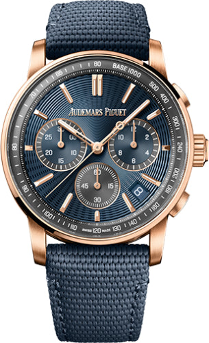 Audemars Piguet 41mm Code 11.59 Chronograph Pink Rose Gold Blue Dial 26393OR.OO.A348KB.01