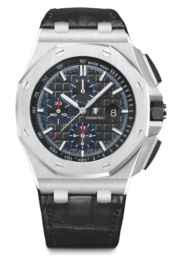 Audemars Piguet Royal Oak Offshore Selfwinding Chronograph Platinum Black Index Dial & Fixed Bezel Leather Bracelet | 26412PT.OO.A002CR.01