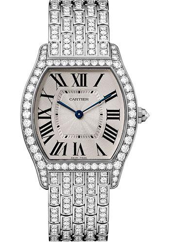 Cartier Tortue Watch - 39 mm White Gold Diamond Case - Diamond Bracelet - HPI00779