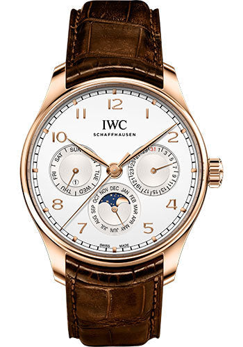 IWC Portugieser Perpetual Calendar 42 - 18K 5N Gold Case - Silver-Plated Dial - IW344202