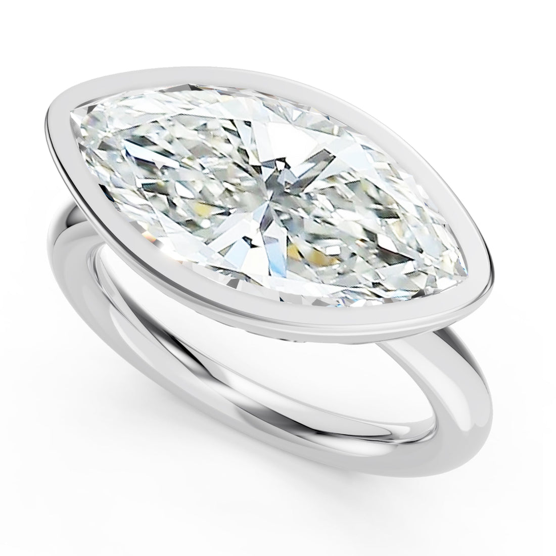18K Gold Ring Featuring Marquise Lab Grown Diamond