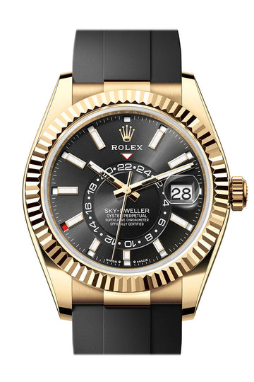 Rolex Sky Dweller 42 Black Dial Yellow Gold Mens Watch 336238