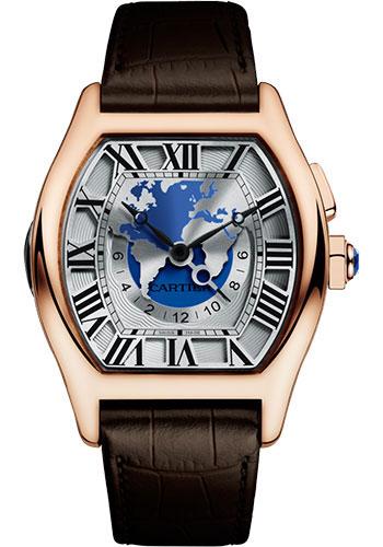 Cartier Tortue XXL Multiple Time Zones Watch - 51 mm Pink Gold Case - Brown Alligator Strap - W1580049