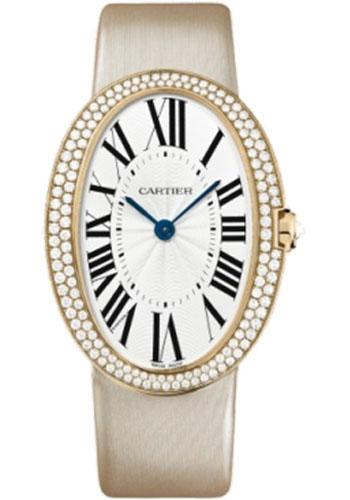 Cartier Baignoire Watch - Large Pink Gold Diamond Case - Fabric Strap - WB520005