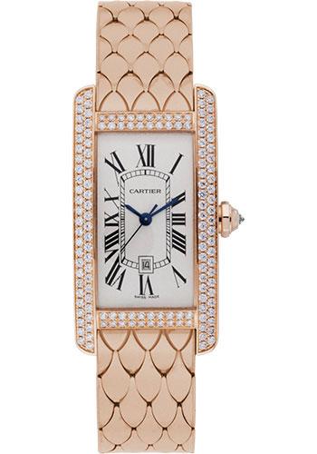 Cartier Tank Americaine Medium Model Watch - 41.6 x 22.6 mm Pink Gold Diamond Case - WB710010