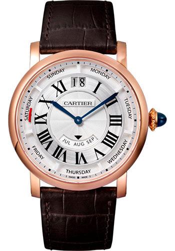 Cartier Rotonde de Cartier Annual Calendar Watch - 40 mm Pink Gold Case - Grey Dial - Brown Alligator Strap - WHRO0002