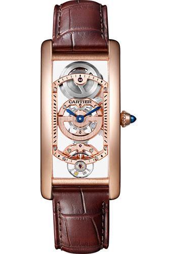 Cartier Tank Cintree Skeleton Watch - Pink Gold Case - Skeleton Dial - Brown Alligator Strap - WHTA0008