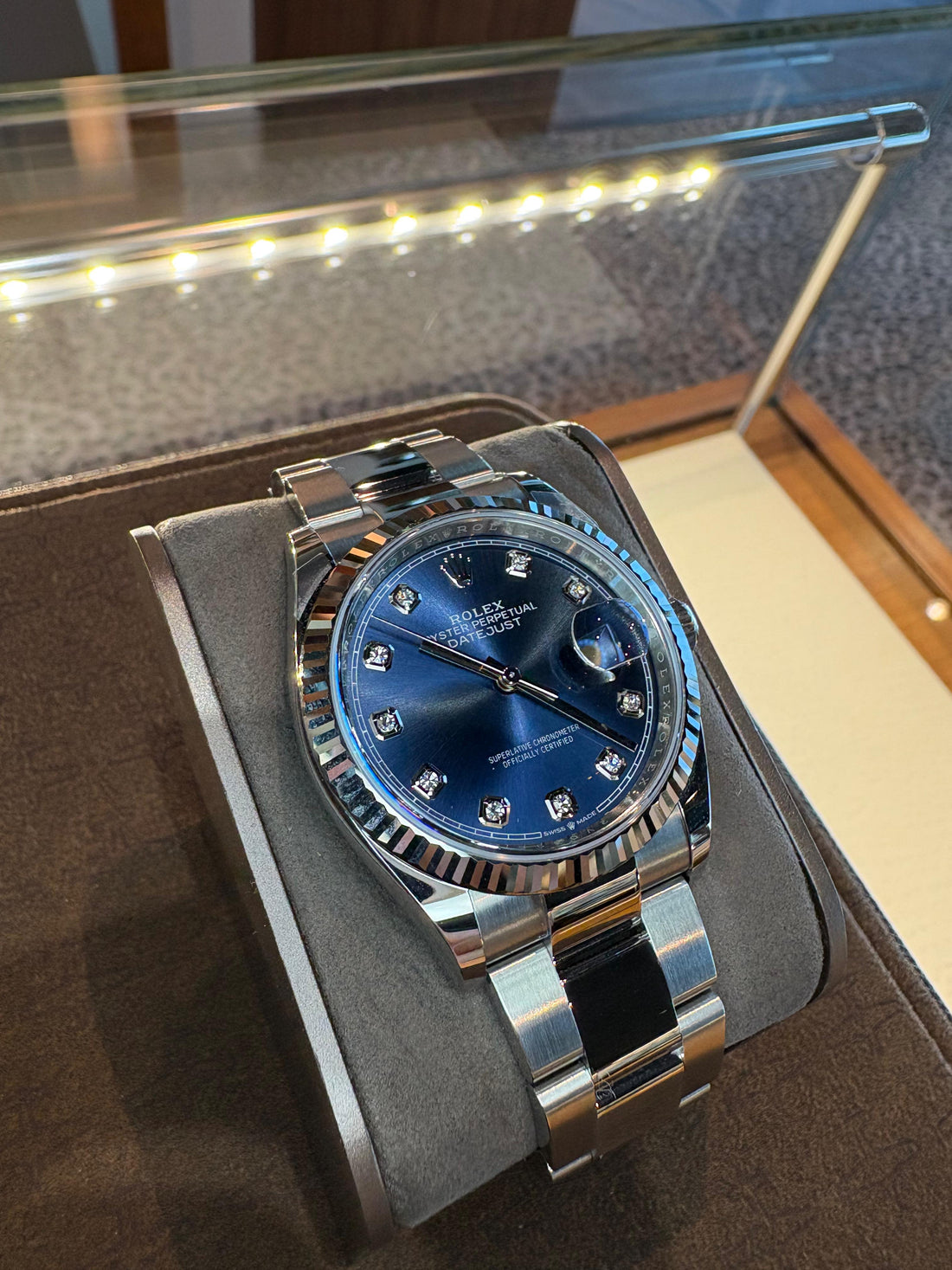 Rolex Steel Datejust 36 Watch - Fluted Bezel - Blue Diamond Dial - Oyster Bracelet - 2024 Release - 126234 bldo
