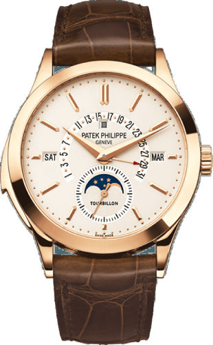 Patek Philippe Grand Complications Perpetual Calendar Day Month Moon Phase 39.5mm Silver Opaline Index Rose Gold Leather Manual | 5216R-001