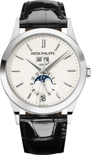 Patek Philippe Complications Annual Calendar Moon Phases White Gold Silver Opaline Dial | 5396G-011