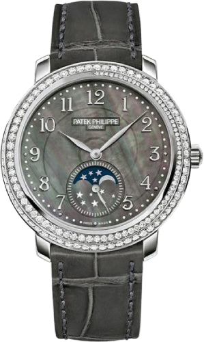 Patek Philippe Complications Ladies Moon Phases Black Tahitian White Gold Mother of Pearl Dial | 4968G-001