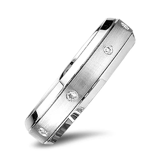 18K White Gold Men’S Diamond Band