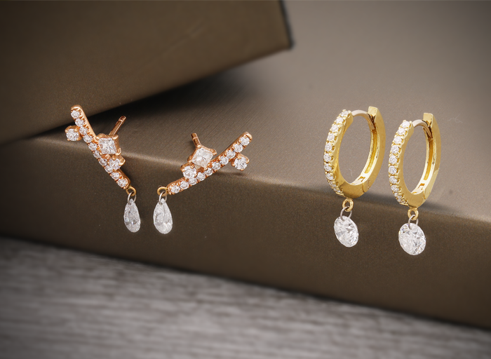 18K Yellow Gold Diamond Earrings