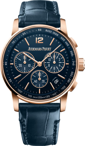 Audemars Piguet Code 11.59 Selfwinding Chronograph 41mm Rose Gold/Sapphire Blue Dial Leather Strap | 26393OR.OO.A321CR.01