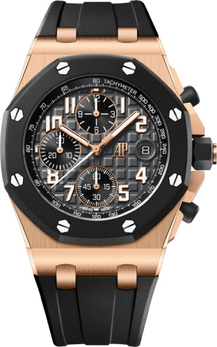 Audemars Piguet Offshore Chronograph Pink Rose Gold Rubber Bezel 42mm Black Dial | 26238OK.OO.A002CA.01