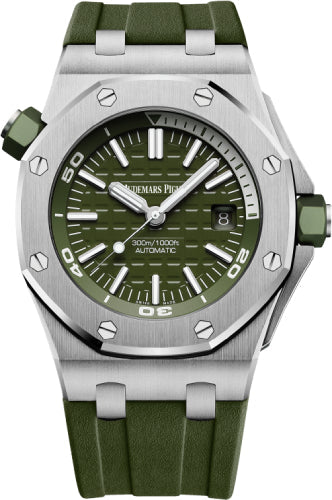 Audemars Piguet Royal Oak Offshore Diver Khaki Index Stainless Steel Rubber 42mm | 15710ST.OO.A052CA.01