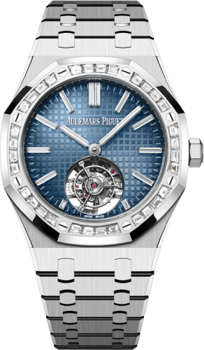 Audemars Piguet Royal Oak 41mm Flying Tourbillon White Gold Diamond Set Bezel Blue Diamond Baguette Dial - 26730BC.ZZ.1320BC.02