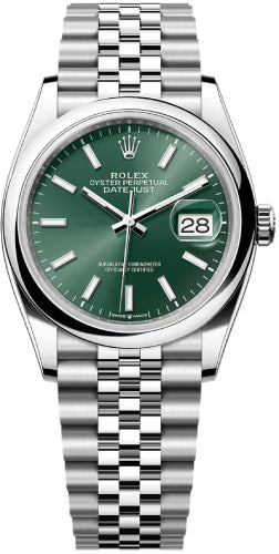 Rolex Datejust 36mm Stainless Steel Mint Green Index Dial - Smooth Domed Bezel Jubilee Bracelet - 126200 - 2026