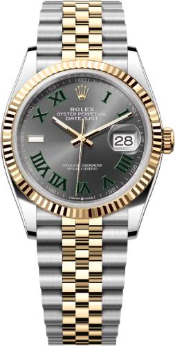 Rolex Datejust 36 Yellow Gold/Steel "Wimbledon" Slate Roman Dial Fluted Bezel Jubilee Bracelet 126233 - 2025