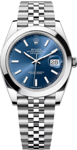 Rolex Datejust 41 Blue Index Dial Stainless Steel Smooth Bezel Jubilee Bracelet - 126300 - 2025