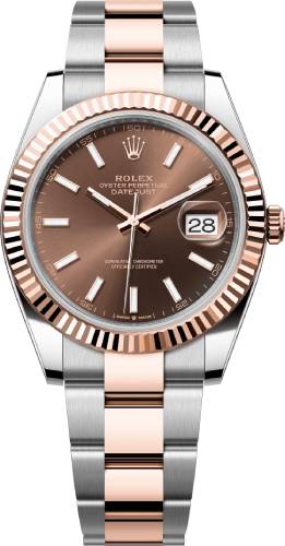 Rolex Datejust 41 Rose Gold/Steel - Chocolate Index Dial - Fluted Bezel Oyster Bracelet - 126331 - 2025