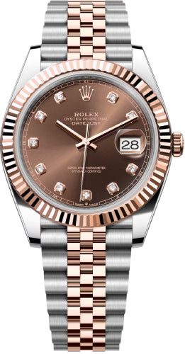Rolex Datejust 41 Rose Gold/Steel Chocolate Diamond Dial Fluted Bezel Jubilee Bracelet  - 126331 - 2025