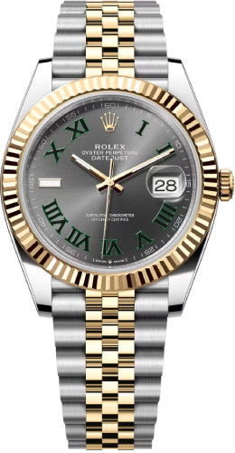 Rolex Datejust 41 Yellow Gold/Steel "Wimbledon" Slate Roman Dial Fluted Bezel Jubilee Bracelet - 126333 - 2025