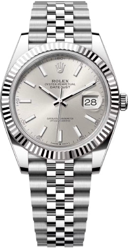 Rolex Datejust 41 White Gold/Steel Silver Index Dial Fluted Bezel Jubilee Bracelet - 126334 - 2025