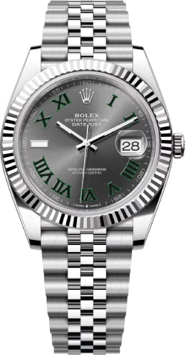 Rolex Datejust 41 White Gold/Steel "Wimbledon" Slate Roman Dial Fluted Bezel - Jubilee Bracelet - 126334 - 2022