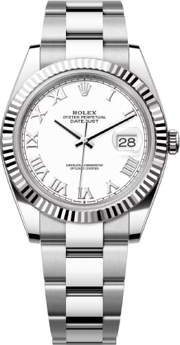 Rolex Datejust 41 White Gold/Steel White Roman Dial Fluted Bezel Oyster Bracelet - 126334 - 2025