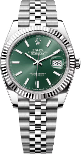 Rolex Datejust 41 White Gold/Steel Mint Green Index Dial Fluted Bezel Jubilee Bracelet 126334 - 2025
