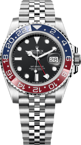 Rolex Steel GMT-Master II 40 mm Watch - Blue And Red Pepsi Bezel - Black Dial - Jubilee Bracelet - 126710BLRO - 2021