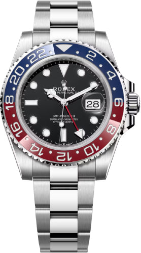 Rolex GMT-Master II "Pepsi" Steel Black Dial 40 mm Oyster Bracelet Watch - 126710BLRO - 2022