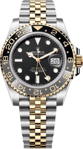 ROLEX GMT-Master II Black Dial Steel 18kt Yellow Gold Men's Watch - 126713GRNR - 2023